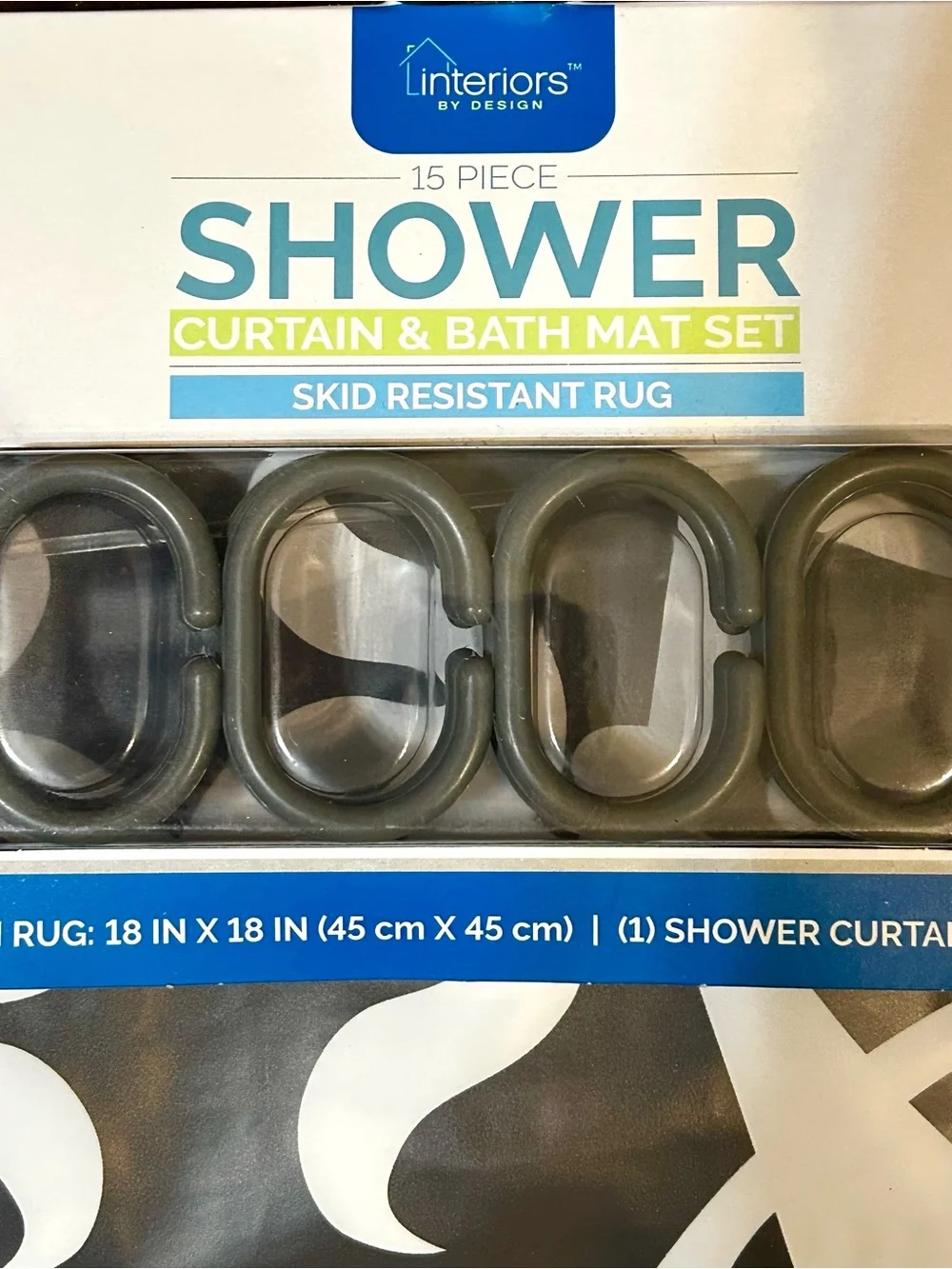 NEW Interior Designs Gray 15 piece shower curtain and accent rugs